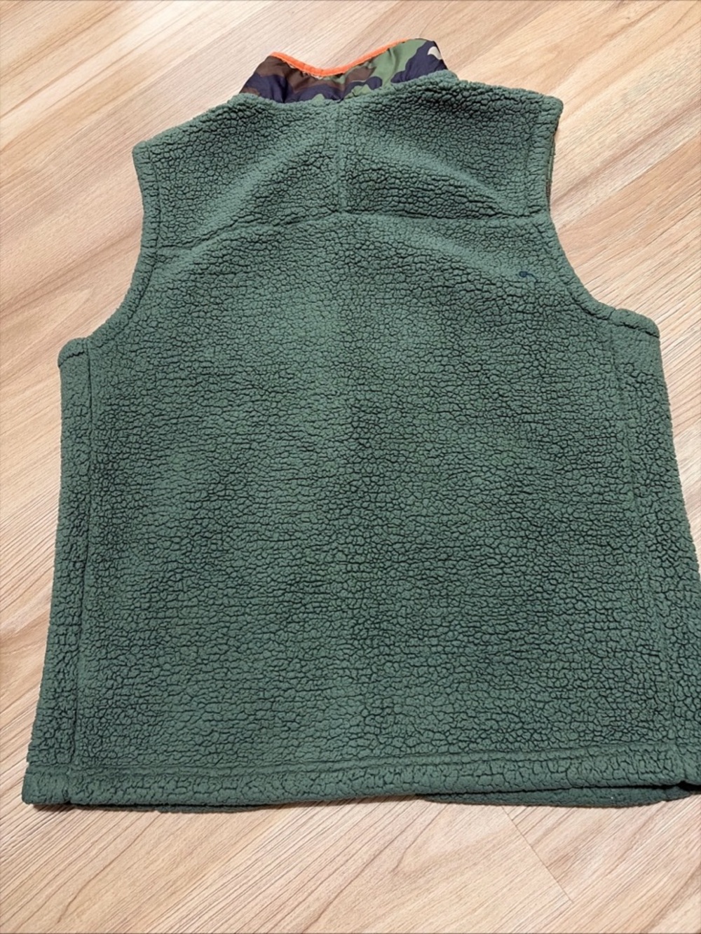 The North Face Sherpa Fleece Vest Green Orange Camo Trim Men’s Large - Picture 3 of 7